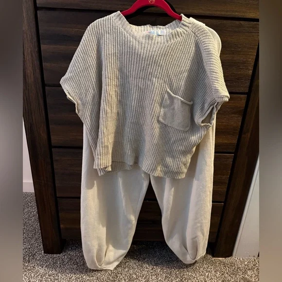 Free People Beige Knit Short Sleeve Sweater Top - Picture 5 of 5